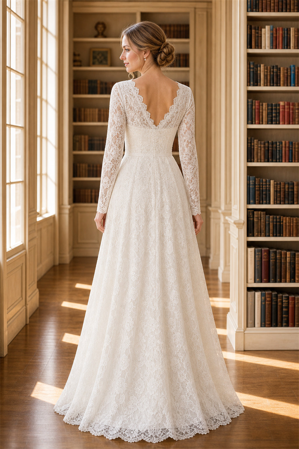 White Bateau Short Sleeves A-Line Chiffon Floor-length Wedding Dress With Front Slit and Beaded Waist and Open Back