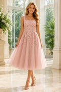 Sky Blue Elegant Evening Cocktail Sheath Dress front view