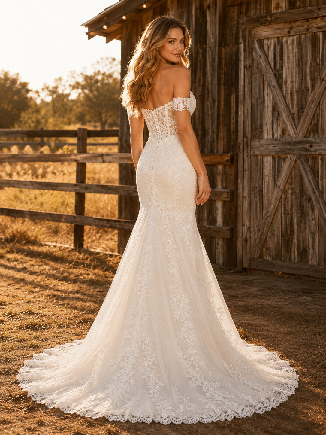 Maternity Wedding Dress Halter Spaghetti Strap Beach Bridal Gown with Split Front back view