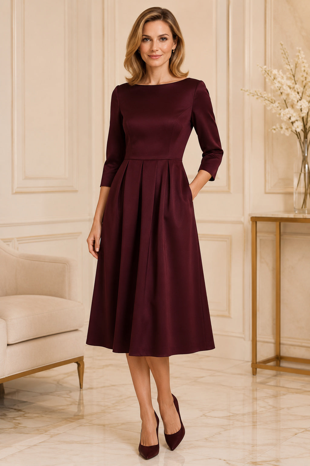 Black Modest Cocktail Sheath Dress front view