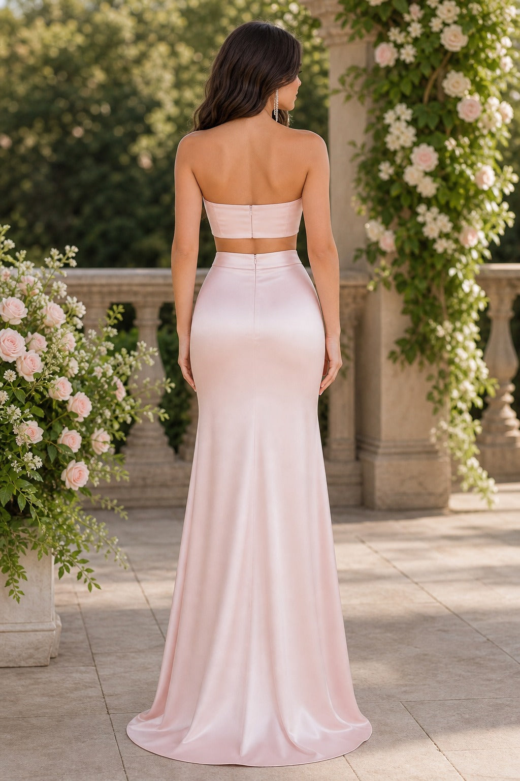 Blush Strapless Two-Piece Floor-Length Sheath Dress