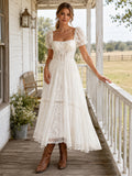 Maternity Wedding Dress Halter V Neck A-Line Chiffon Gown with Keyhole Back and Soft Train front view