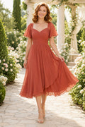 Orange Terracotta Wedding Guest Sheath Dress Style MG_301570 front view