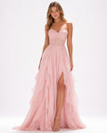 Blush Strapless Floor-Length Chiffon A-Line Dress
