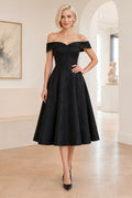 Black A-Line Cocktail Dress front view