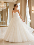 Petite Strapless Tulle Princess Ball Gown Wedding Dress front view