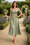 Sage Garden Wedding Guest Sheath Dress front view