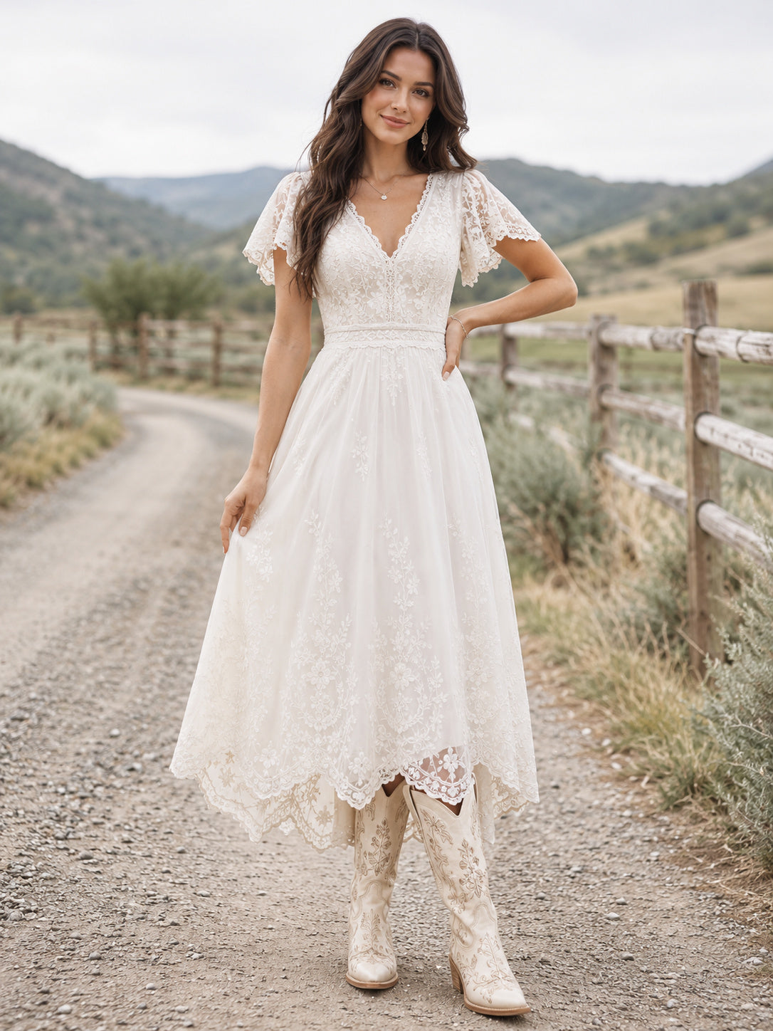 Maternity Wedding Dress Halter Criss Cross Back Chiffon Mountain Bridal Gown front view