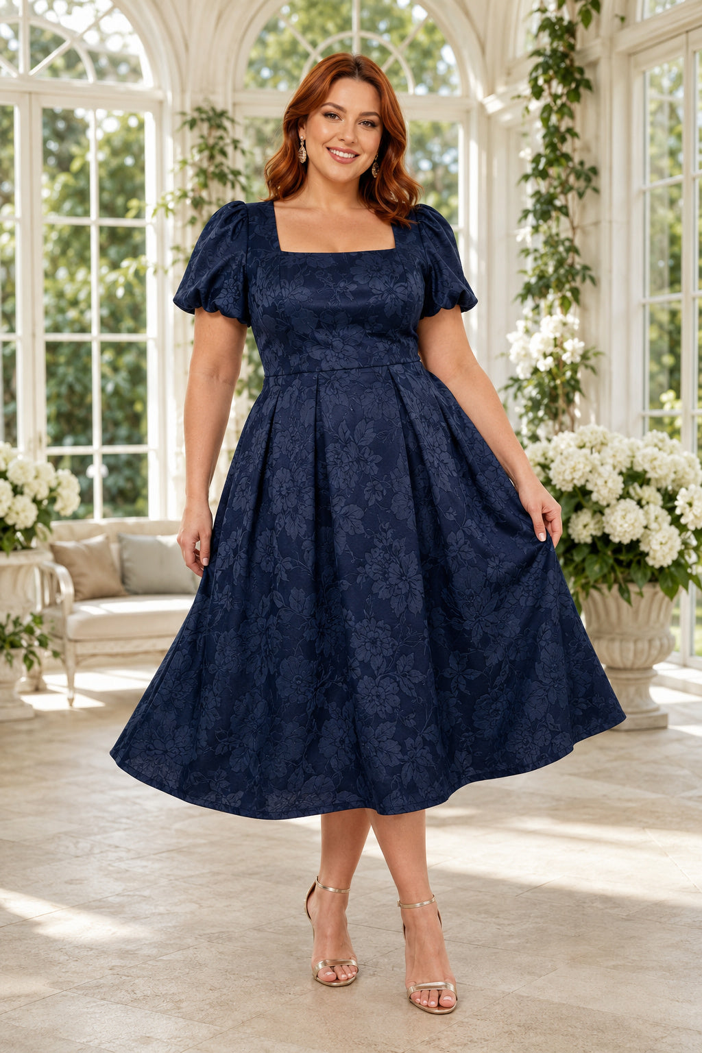 Sky Blue Plus Size Wedding Guest Sheath Dress front view