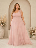 Blush Plus Size Sleeveless Empire Chiffon Studio Bridal Gown front view