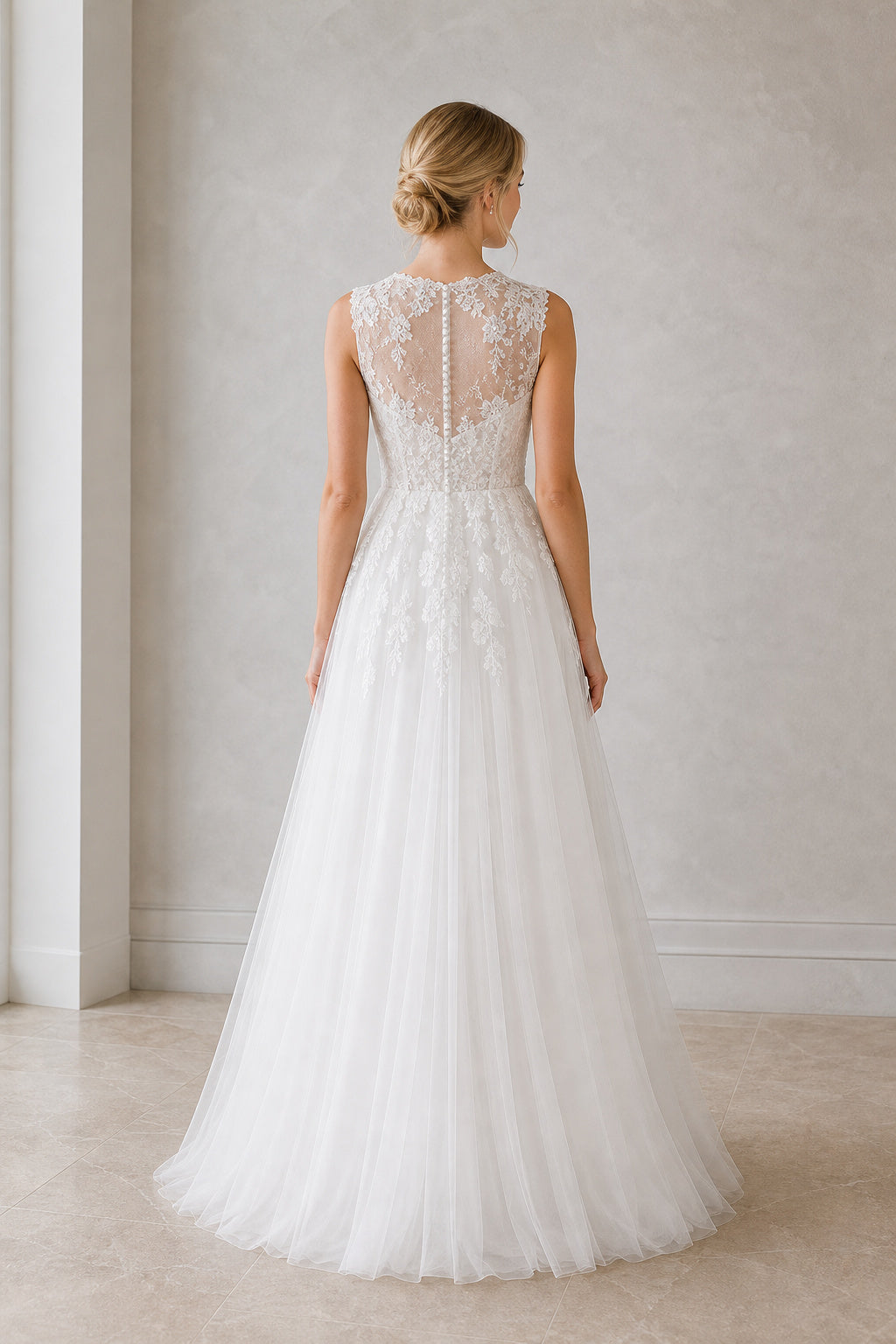 White Sweetheart Mermaid Lace Floor-length Wedding Dress With Lace and Lace Bodice and Open Back Pearl Detail