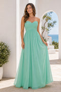 Sweetheart Strapless A-Line Chiffon Floor-Length Dress With Ruched Bodice