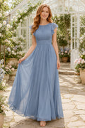 Sky Blue Garden Wedding Guest Sheath Dress front view