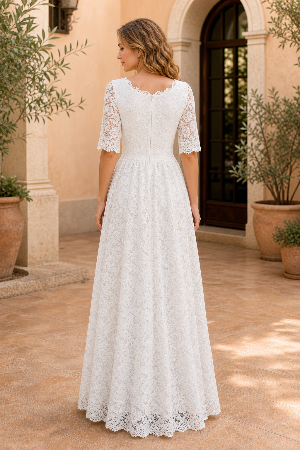 White Sweetheart A-Line Crepe Floor-length Wedding Dress With Sweep Train and Open Back and Open Back