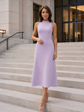 Lavender Jewel Neck Sleeveless Sheath Courthouse Wedding Dress front view