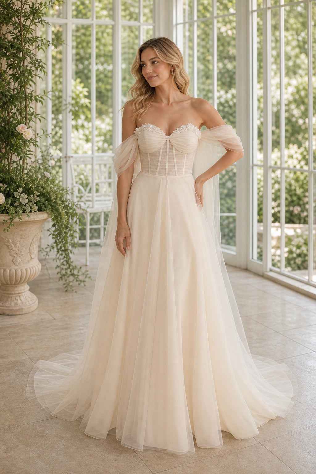 White Scoop Cap Sleeves Mermaid Lace Floor-length Wedding Dress With Lace and Beaded Bodice and Open Back Lace Hem Detail