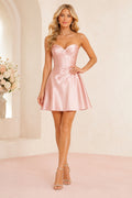 Blushing Pink Sweetheart Homecoming A-Line Dress front view