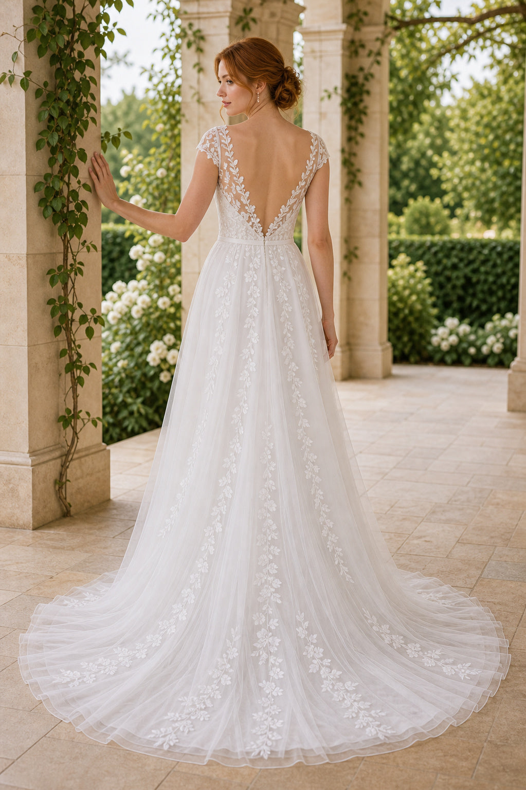 White Illusion Long Sleeves Mermaid Lace Floor-length Wedding Dress With Lace and Open Back