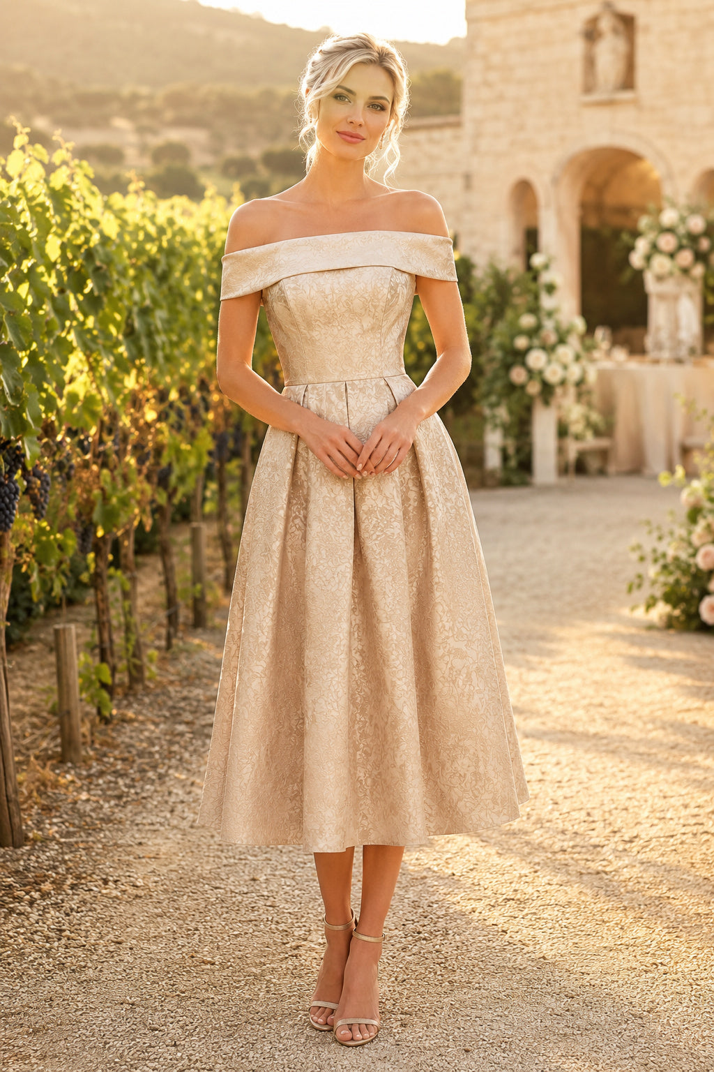 Lavender Elegant Midi Wedding Guest Sheath Dress front view