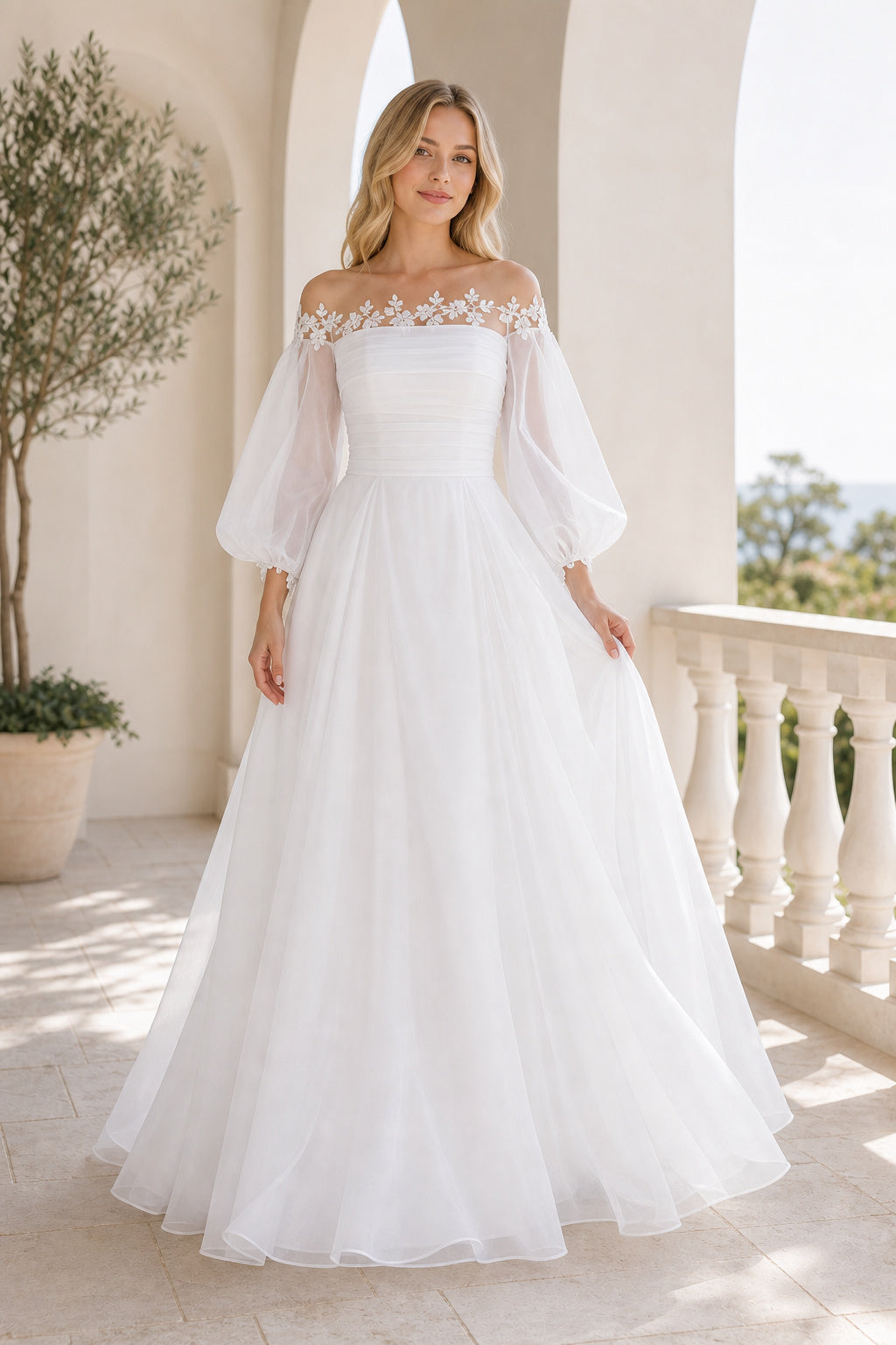 Ivory Sweetheart A-Line Lace Floor-length Wedding Dress With Lace and Front Slit and Open Back