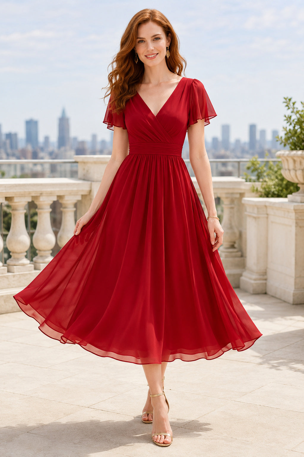 Red Cocktail Sheath Dress Style MG_301321 front view