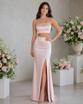 Blush Strapless Two-Piece Floor-Length Sheath Dress