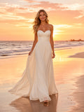 Romantic Strapless Tulle Sunset Beach Landscape Elopement Gown front view