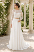 White Square Ball Gown Tulle Floor-length Wedding Dress With Open Back and Lace Bodice and Open Back