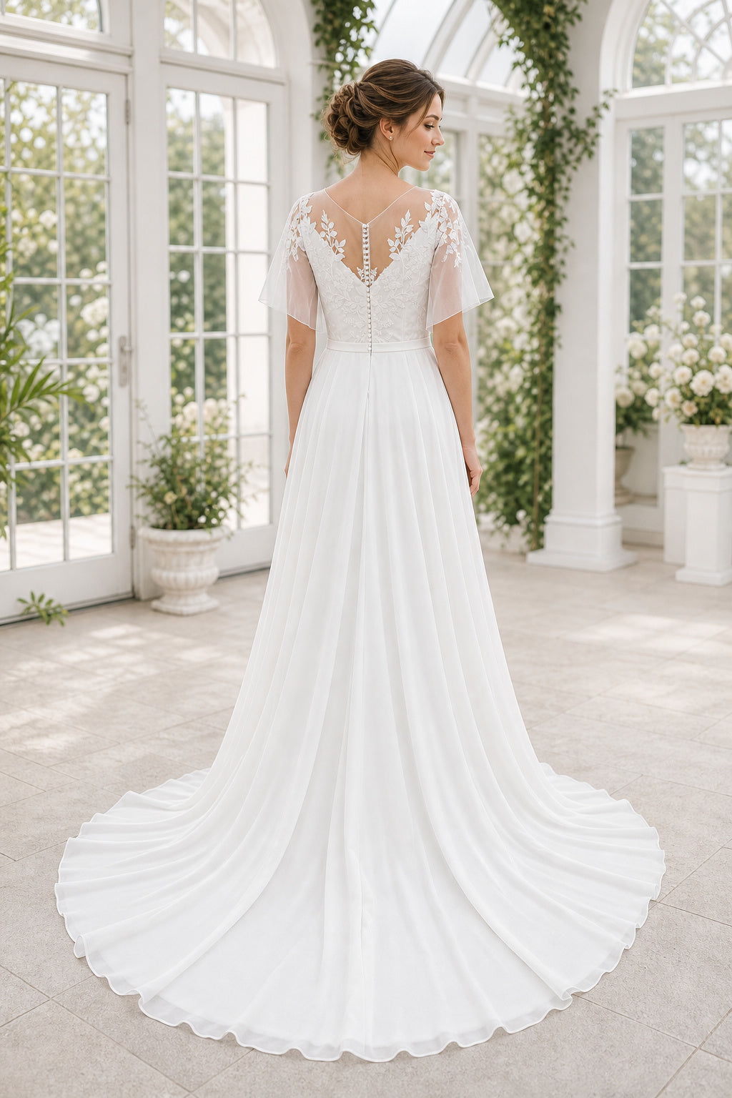 White Halter Mermaid Lace Floor-length Wedding Dress With Lace and Pleated Skirt and Open Back