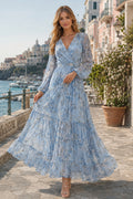 Sky Blue Destination Wedding Guest Sheath Dress front view