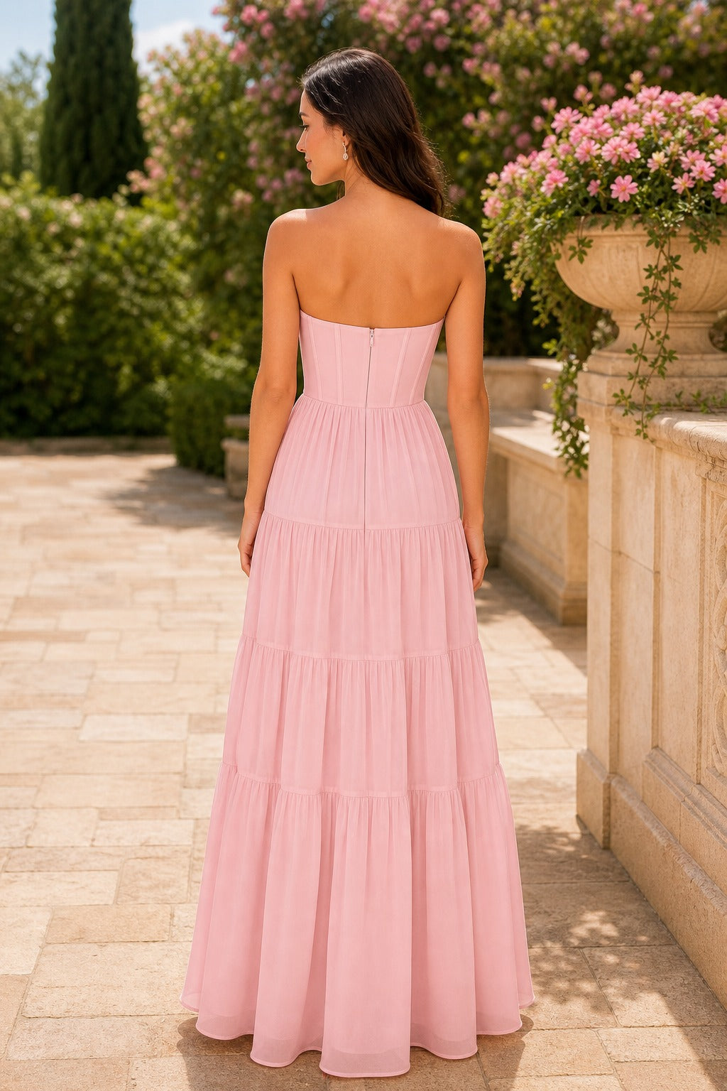 Blush Sweetheart Floor-Length Chiffon A-Line Dress