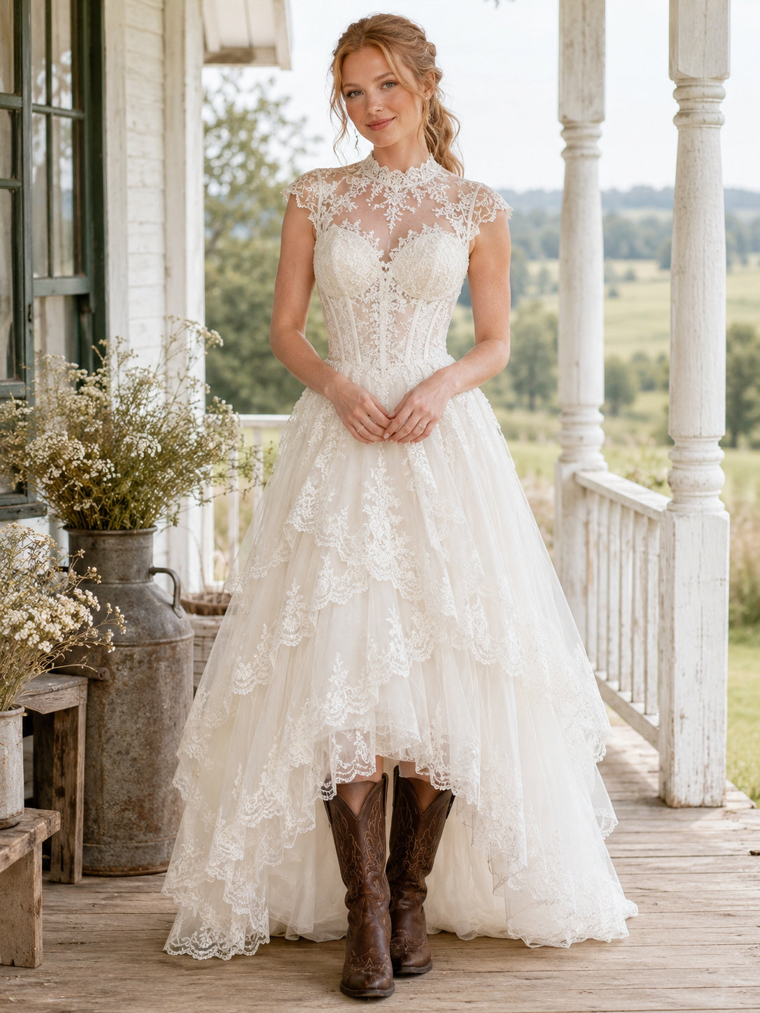 Maternity Wedding Dress Square Neck Spaghetti Strap Simple A-Line Chiffon Gown with Low Back front view