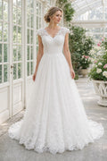 White Sweetheart Mermaid Lace Floor-length Wedding Dress With Lace and Lace Bodice and Open Back