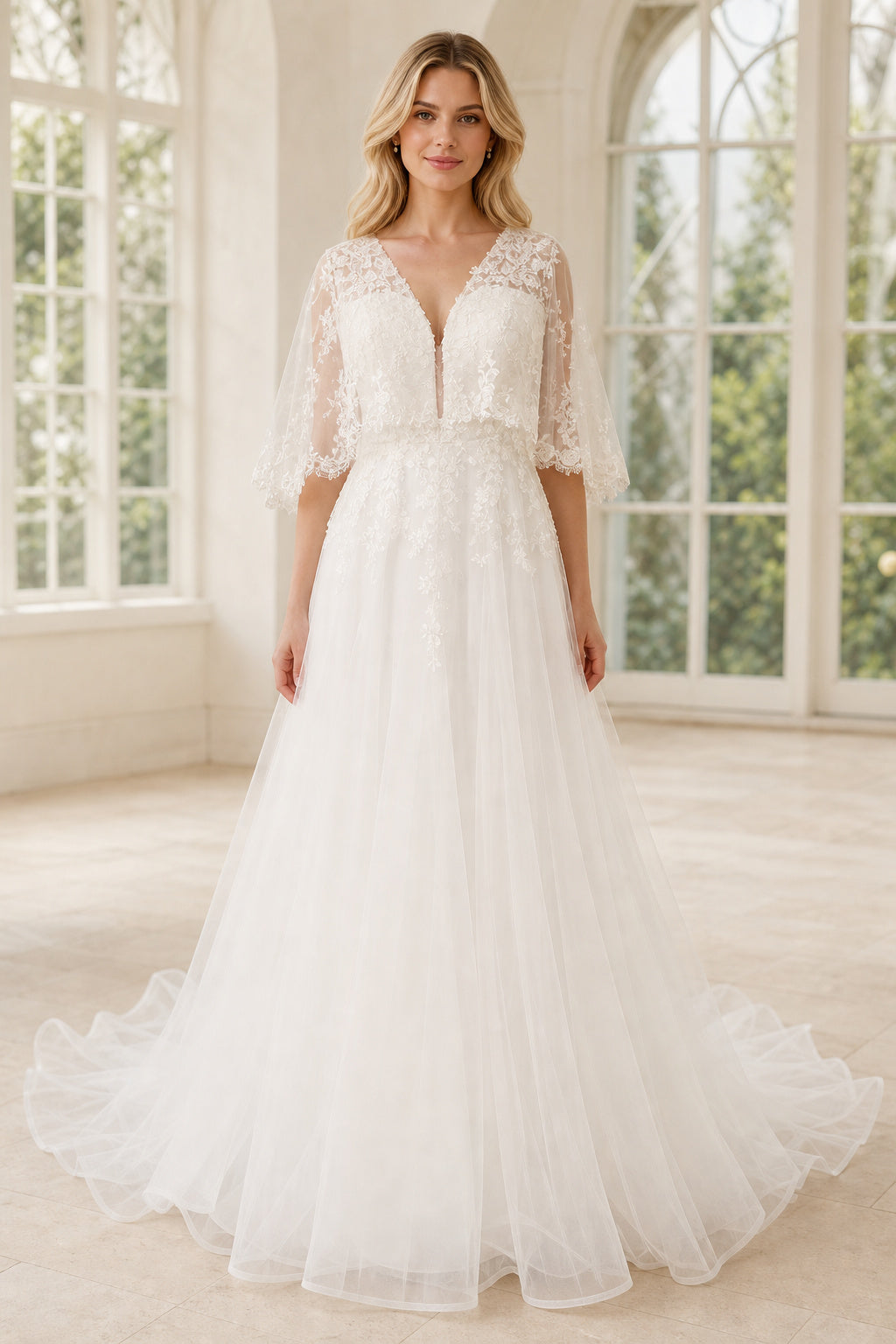 White Sweetheart A-Line Chiffon Floor-length Wedding Dress With Layered Skirt and Beaded Bodice and Open Back