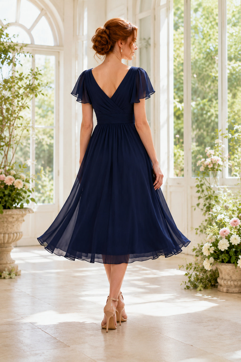 Dark Navy Navy Cocktail Sheath Dress Style MG_301341 back view