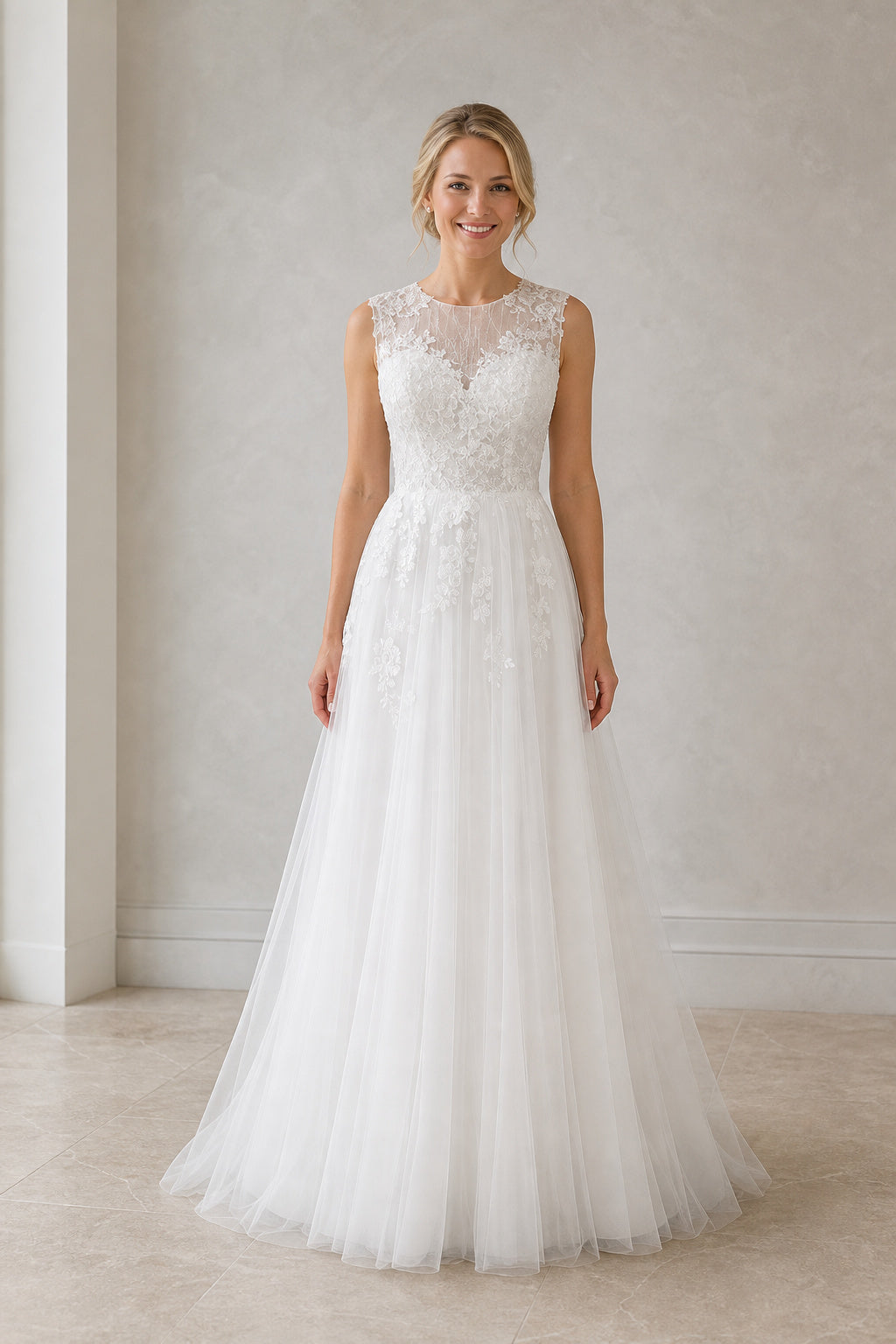 White Sweetheart Mermaid Lace Floor-length Wedding Dress With Lace and Lace Bodice and Open Back Pearl Detail