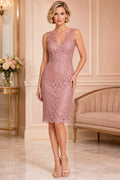 Black Lace Cocktail Sheath Dress front view