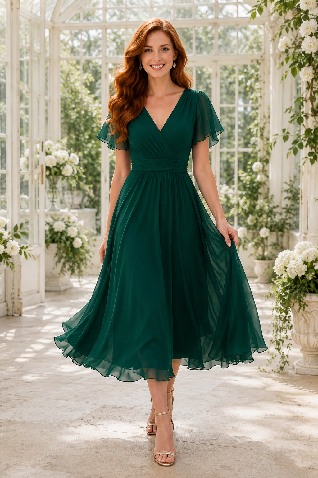 Dark Green Emerald Cocktail Sheath Dress Style MG_301331 front view