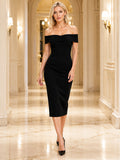 Taupe Polished Chiffon Sheath V-neck Knee Length Cocktail Dress Style 341823 front view