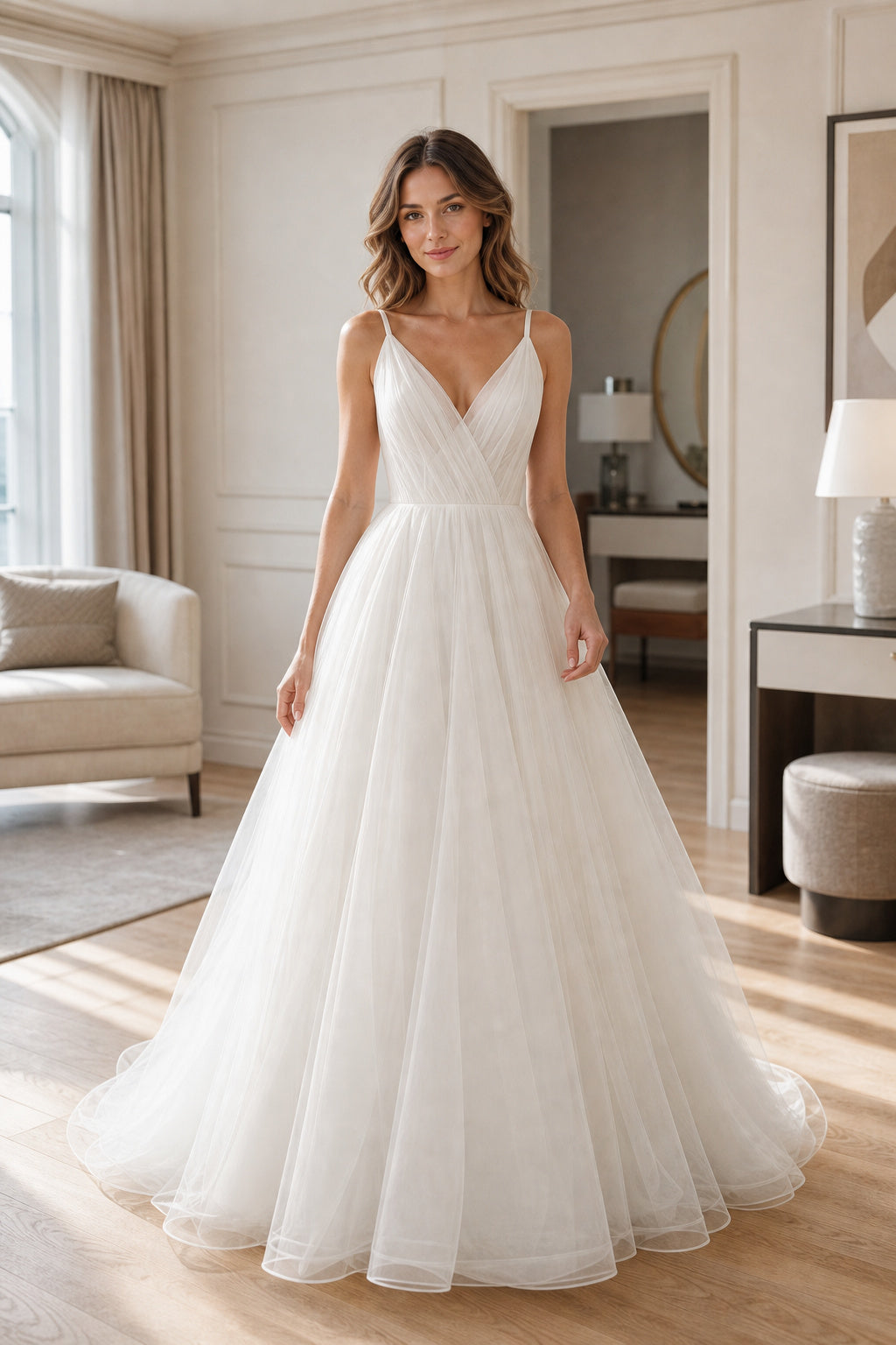 White Square A-Line Lace Floor-length Wedding Dress With Lace and Lace Bodice and Open Back