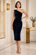Black Elegant Evening Cocktail Sheath Dress front view