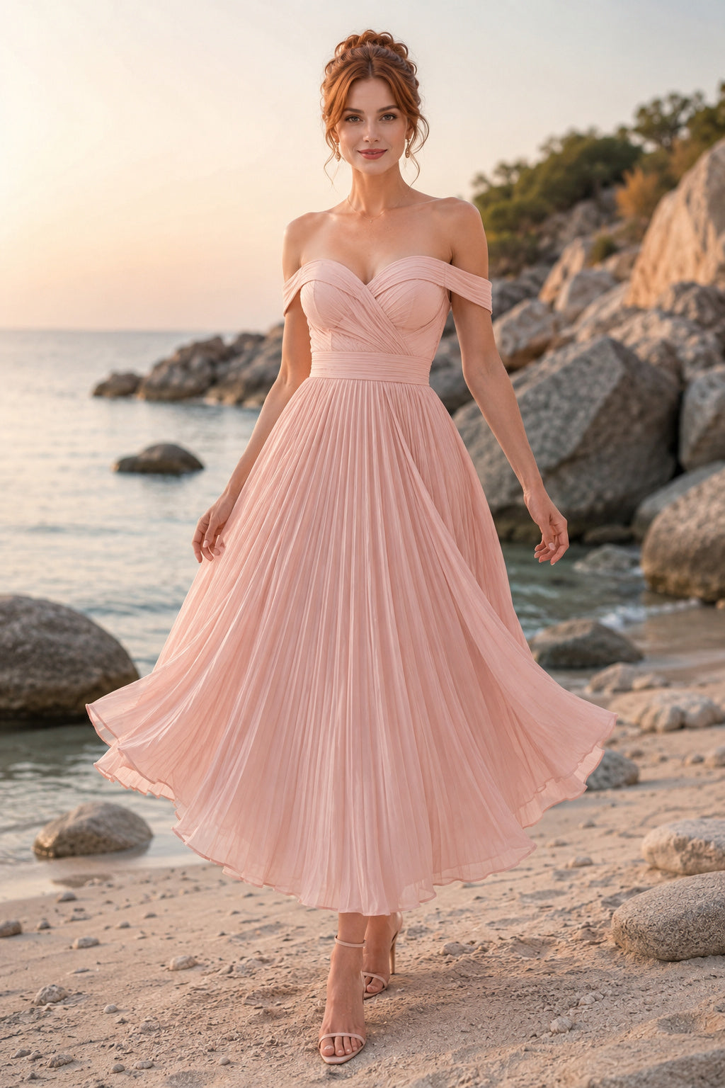 Lavender Beach Wedding Guest Sheath Dress front view