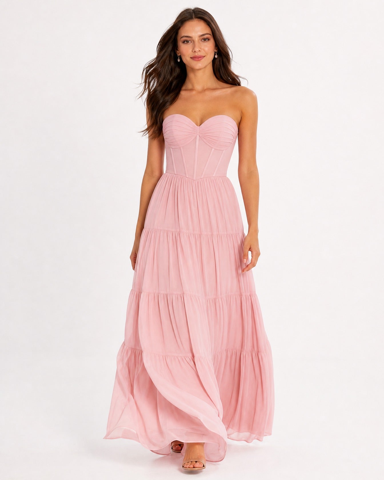 Blush Sweetheart Floor-Length Chiffon A-Line Dress