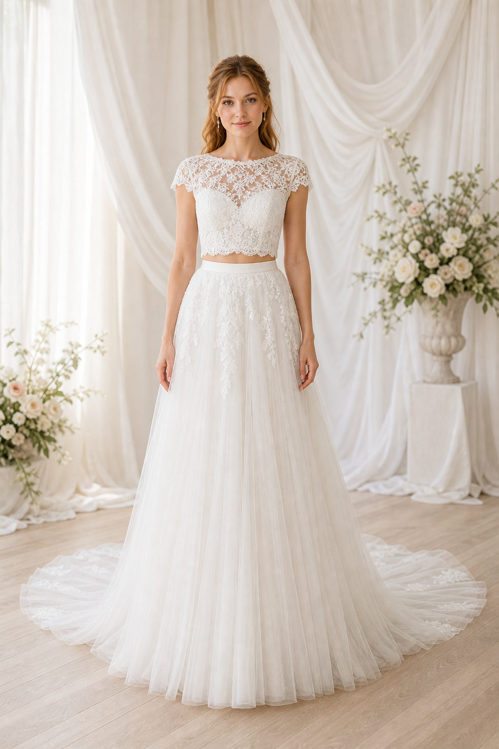 White Sweetheart A-Line Satin Floor-length Wedding Dress With Beaded Bodice and Pleated Skirt and Open Back