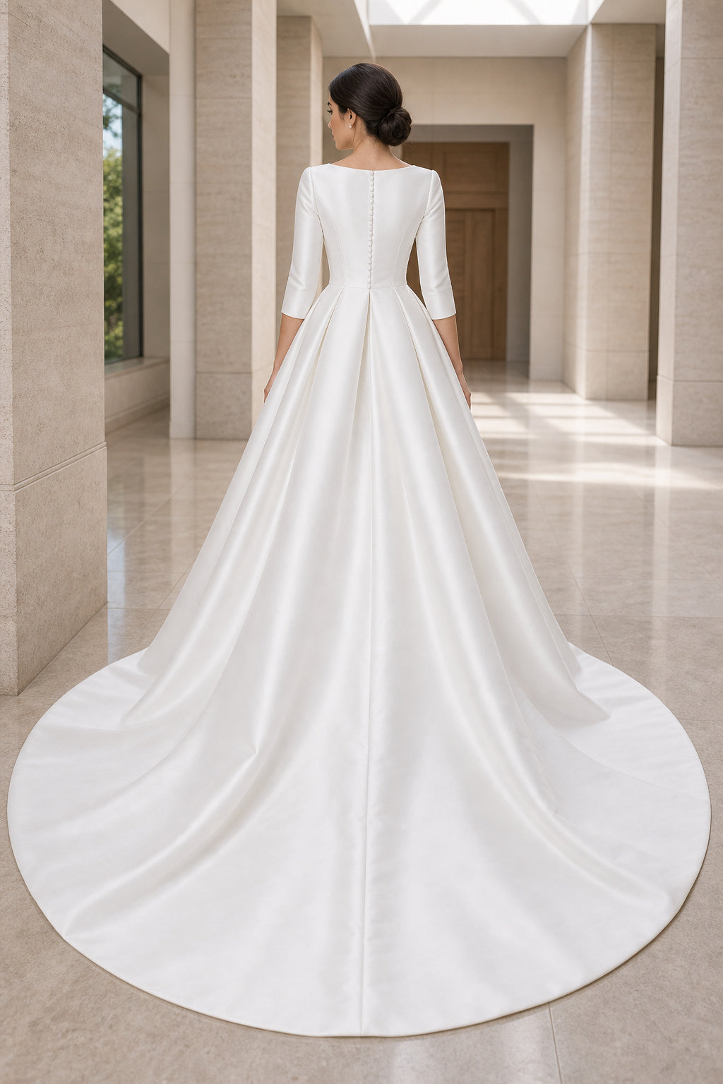 White Halter A-Line Chiffon Floor-length Wedding Dress With Lace Bodice and Sweep Train and Open Back