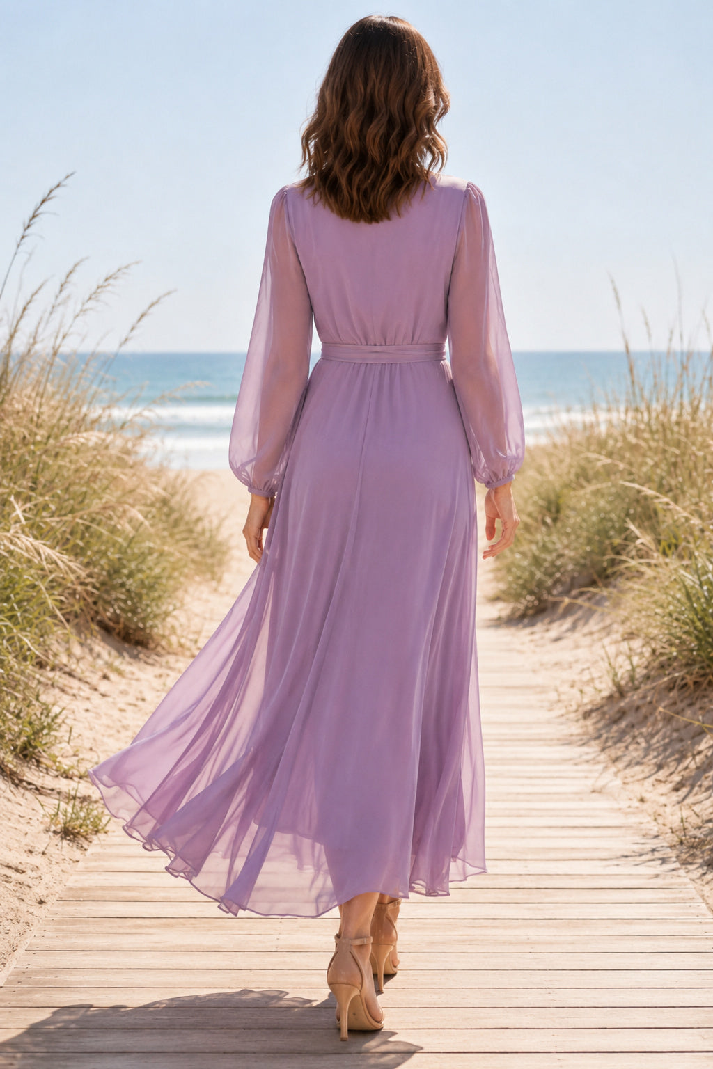 Sage Beach Wedding Guest Sheath Dress back view