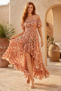 Sky Blue Boho Wedding Guest Sheath Dress front view