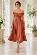 Orange Terracotta Wedding Guest Sheath Dress Style MG_301572 front view