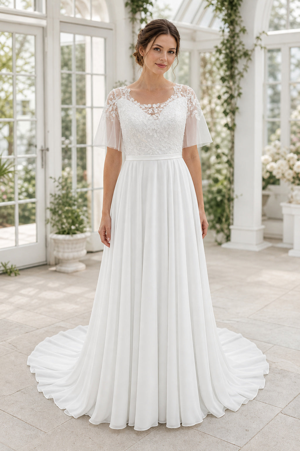 White Halter Mermaid Lace Floor-length Wedding Dress With Lace and Pleated Skirt and Open Back