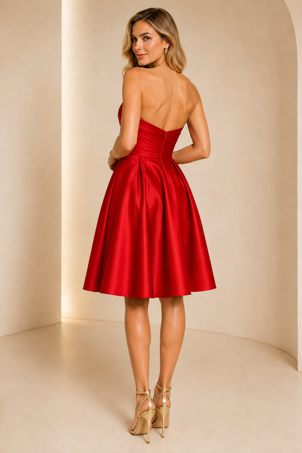 Red Cocktail Sheath Dress Style MG_301319 back view